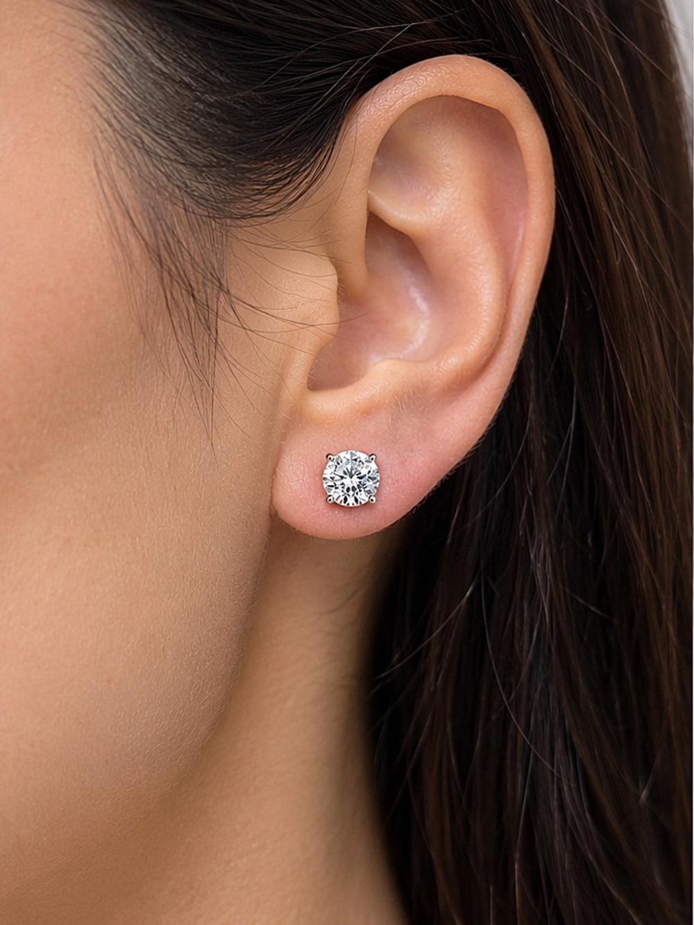 Moissanite Sterling Silver Stud Earrings Approx 7mm 2.40 CTTW NWT - Picture 3 of 4